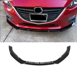 For Mazda 3 Axela 2014-2018 Front Bumper Spoiler Lip Gloss Black/Carbon Fiber Look Lower Guard Plate Blade Body Kit Splitter