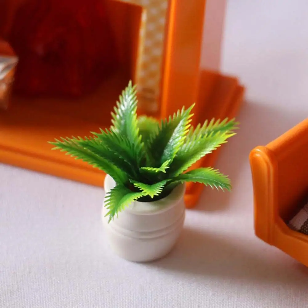 Casa de muñecas en miniatura para decoración de escritorio, accesorios de simulación de plantas en maceta, 1:12