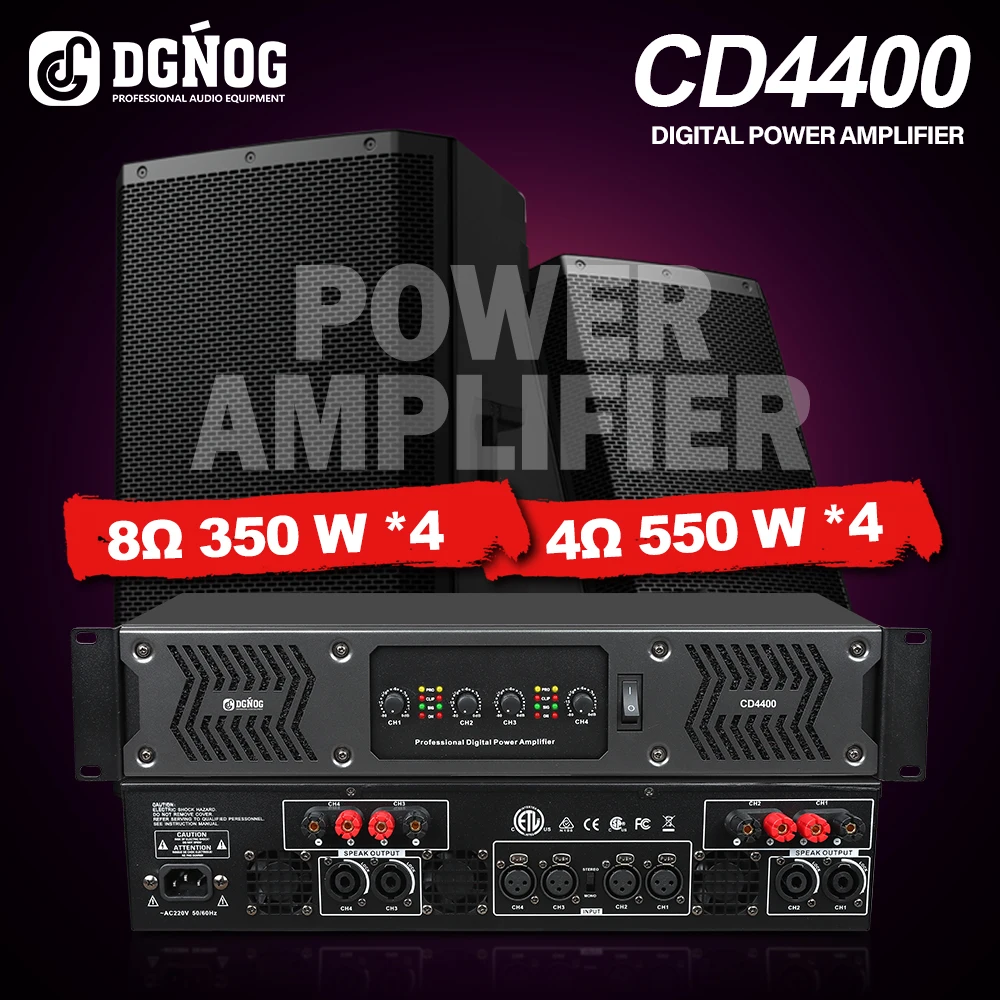 

DGNOG 4-Channel Professional Digital Power Amplifier 4 Ohm 550W D Class Sound Audio Power Amplifier Stage Performance Amplifier