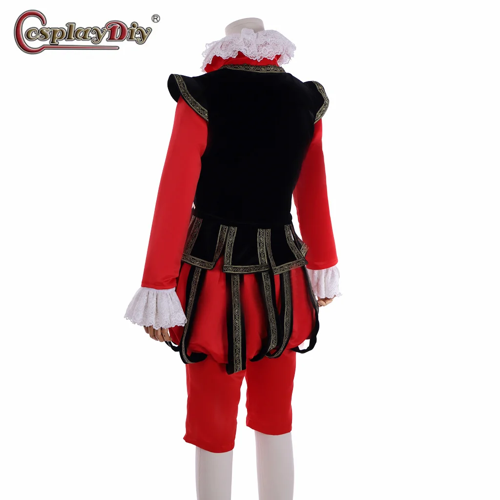 Tudor Royal Court Outfit 18th Century Victorian Gentleman Red Uniform Men's Ball Suit Medieval Regency Costume