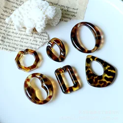 5pcs semi-transparent leopard print ripple dot chain buckle frame acrylic For DIY Jewelry Making Accessories