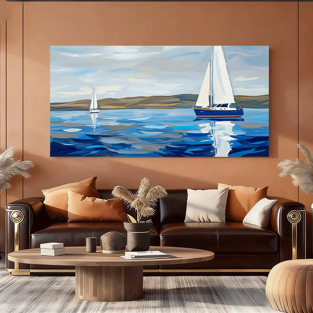 1PC-Canvas poster Unframed  Sailboats on Calm Water Landscape Art Print