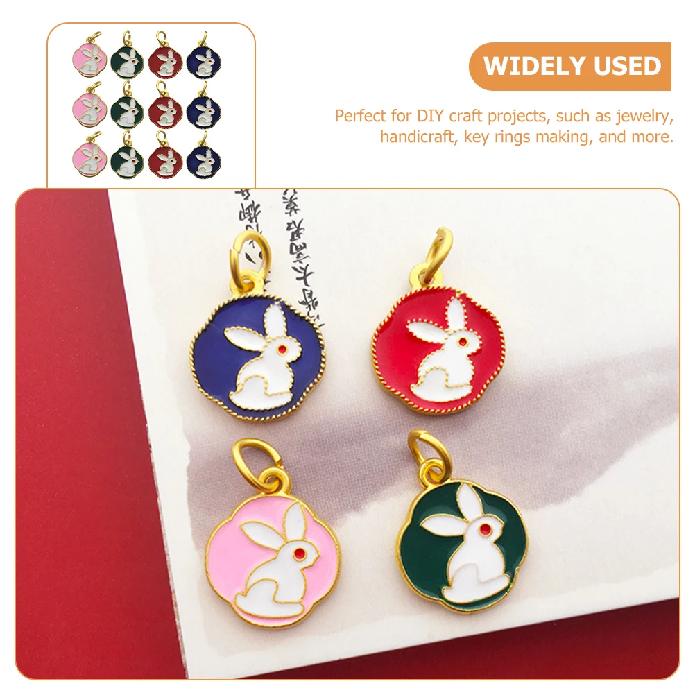 

12pcs Rabbit Charm Pendants Cartoon Bunny Shaped Diy Alloy Bunny Keyring Pendant Bracelet Decorative Crafts Jewelry Making