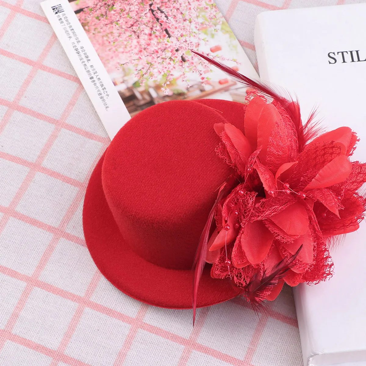 دبابيس الشعر الصغيرة الشاش Homburg 13 سنتيمتر مشبك زهرة أغطية الرأس حفل زفاف إكسسوارات الشعر قبعة دبابيس الشعر