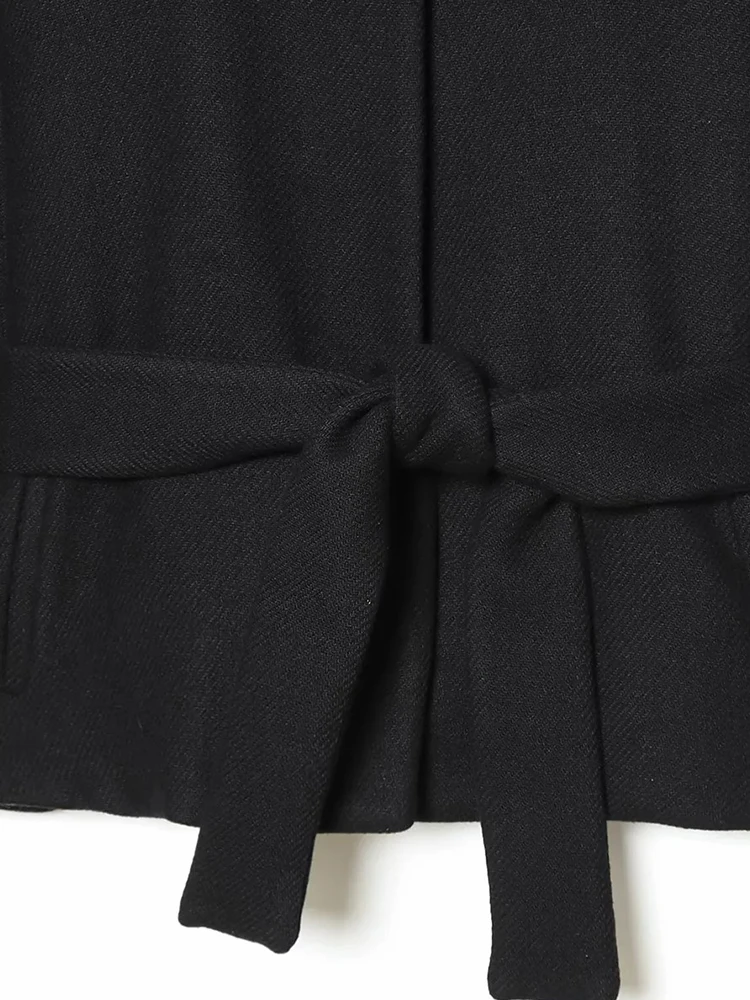 المرأة الجديدة الدانتيل يصل عالية الرقبة جاكيتات للنساء حزام فو الصوف يمزج كيب معاطف الخريف الشتاء الدافئة أنيقة عباءة معطف السيدات