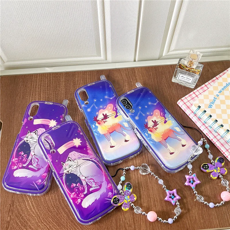 

Cute Cartoon Fox Deer Phone Case for Samsung Galaxy Z Flip 3 Z Flip 4 Z Flip 5 Hard PC Back Cover for ZFlip5 Case Shell