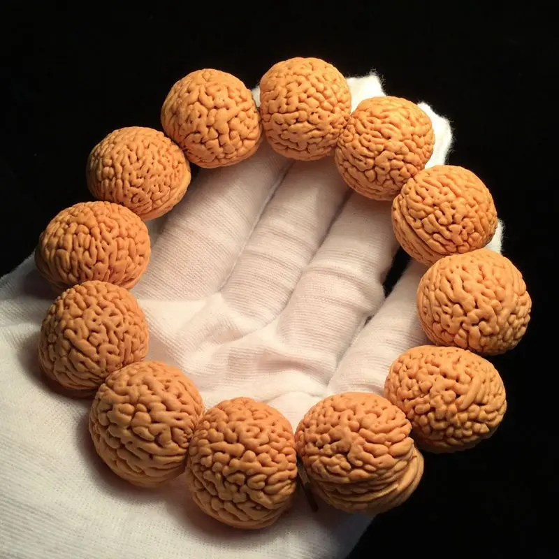 Juglans de nogal Natural, macetas de melocotón, cuentas espaciadoras de semillas Bodhi, pulsera de madera para meditación budista, Rosario, brazalete de oración, joyería