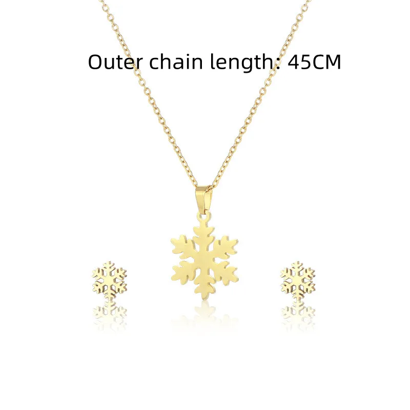 NEW Christmas Decoration Earrings Snowflake Necklace Stainless Steel Frozen charm Jewelry Set Gift for Kids Girl Winter TZ202