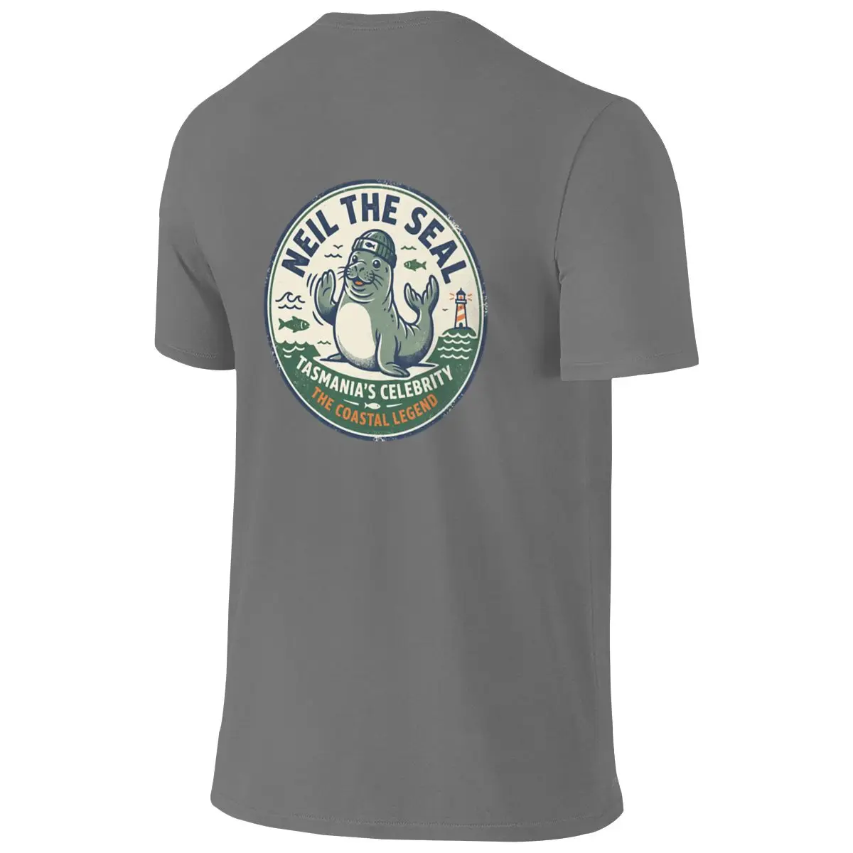 Neil The Seal Vintage Tasmania Coastal Legend Street Reversible T-shirt Japanese-Style Lazy Morandi Colors T-shirt
