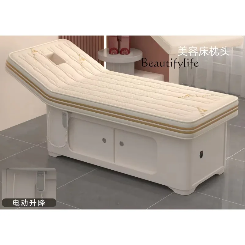 X36 High-end Intelligent Massage Heating Spa Automatic Lifting Beauty Bed Solid Wood