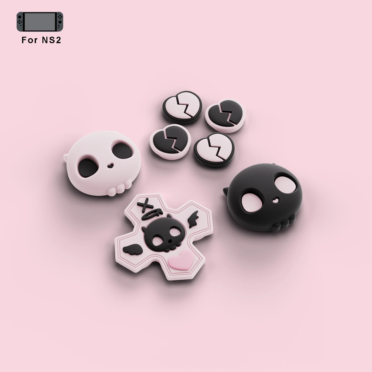 ABXY-Tasten-Aufkleber-Set Kompatibel mit Switch 2, GeekShare NS2 Kreuz-D-Pad-Tastenkappen Daumengriff-Kappen-Set
