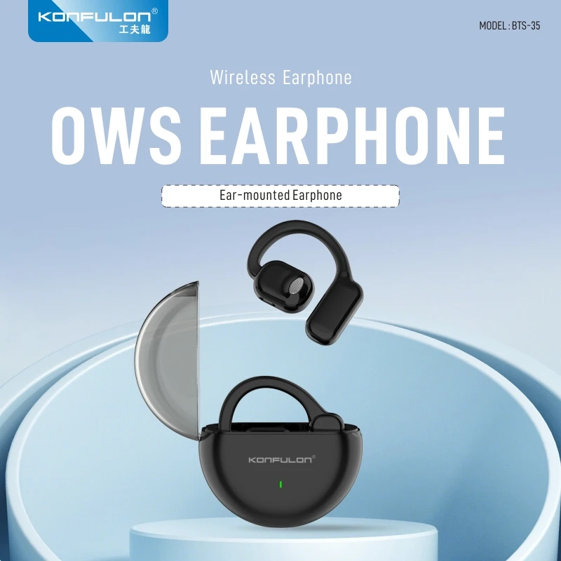 

KONFULON Mini Portable OWS Bluetooth Earphone 5.3 Headphones Stereo Handsfree Noise Canceling Wireless Music Sports Headset