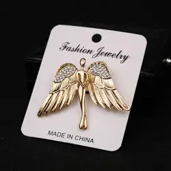 Fashion Women's and Men's Crystal Angel Wings Brooch Pin for Coat Suit Shirt Collar Decoration Clothing  Accessories