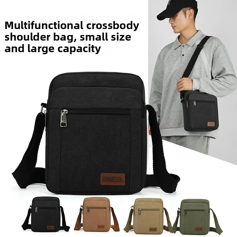 

2024 New Men Crossbody Bag Canvas Messenger Bag Sling Bag Anti-Theft Chest Bag Waterproof Shoulder Bag for Travel Daily Fashion
