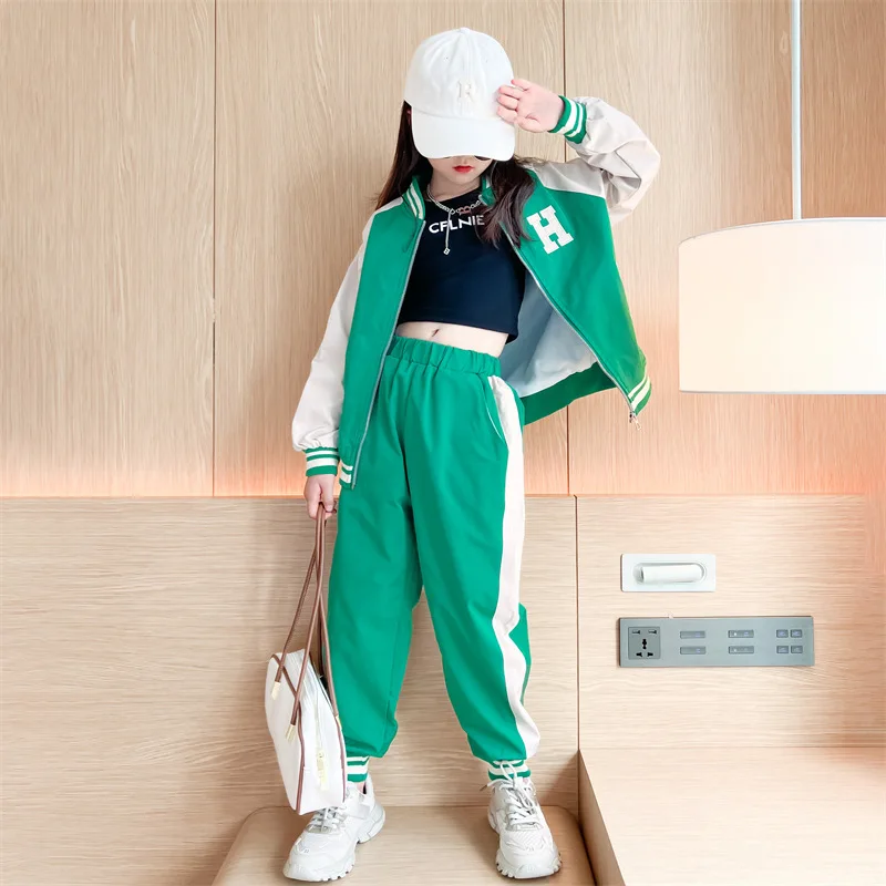 Baby Girl Clothes Suit Girls Spring Suit 2024 New Red  Dress Girls Foreign Fashion Children Recreational Sports Baseball Uniform image 4