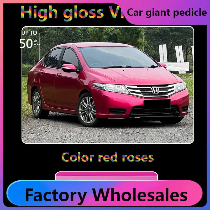 

Highest quality super gloss Rose Red wrap true Gloss vinyl wrap for Vehicle wrap quality Warranty ZHUAIYA