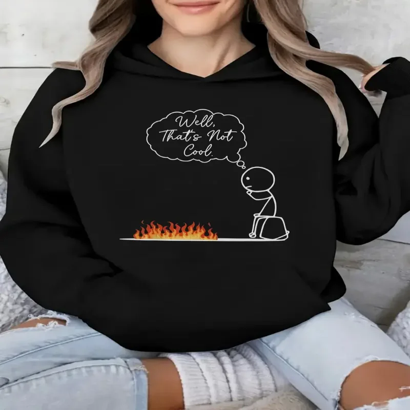 

Женская забавная толстовка с капюшоном Will Thats Not Cool Fire Pit Уютный пуловер Толстовка с карманом-кенгуру Кемпинг Лаунж Повседневная повседневная одежда