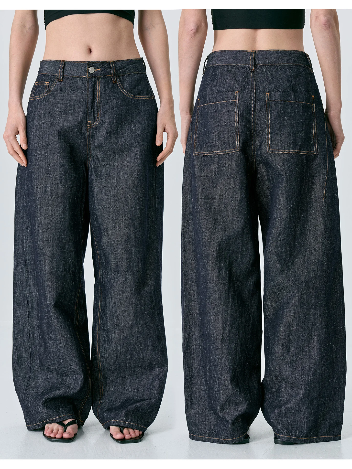 

Comfortable Breathable Washed Hanflax Cotton Wide Leg Jeans Loose Straight Cut Pants Spring 2026 Versatile for Pear Shaped La...