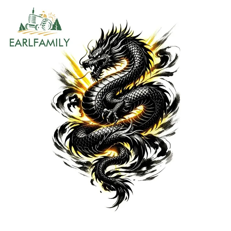EARLFAMILY Dragon Lightning Colorful Car Stickers Motorcycle Windows Glass Hood JDM Decals Waterproof Car Exterior Accessories