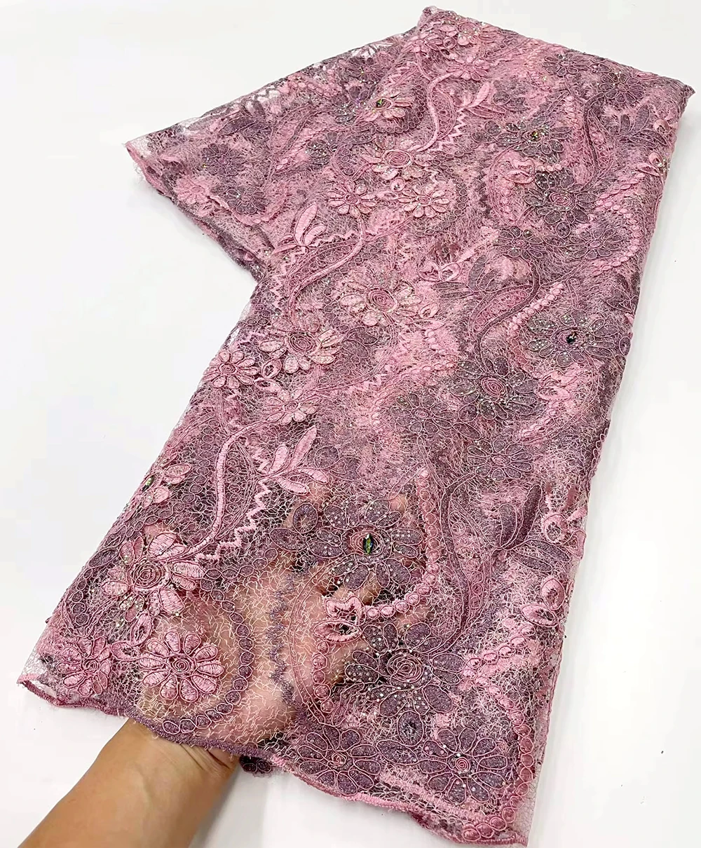 2026 Newest African Tulle Lace Fabric High Quality French Mesh Lace Fabric With Stones Nigerian Lace Fabrics For Sewing Dress