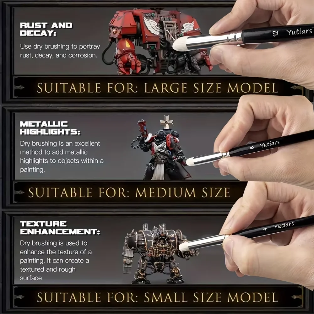 Professionelles Miniatur-Pinsel-Set für Warhammer 40K-, DND-, Citadel- und Maßstabsmodelle – ideal für Emaille- und Fantasy-Figuren – Detail 10