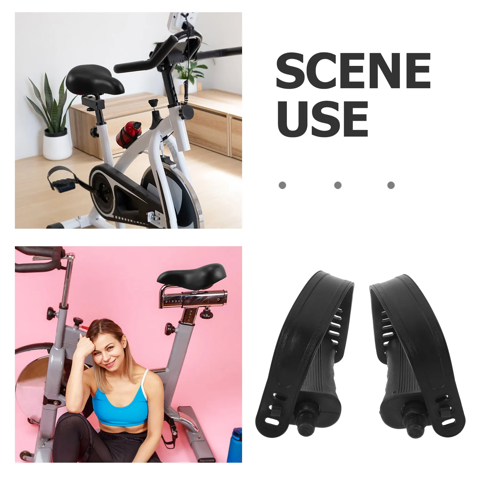 1Pair Exercise Bike Pedal Set Replacement for Indoor Stationary Recumbent Cycling Bike Pedals High Support Anti Slip Gym
