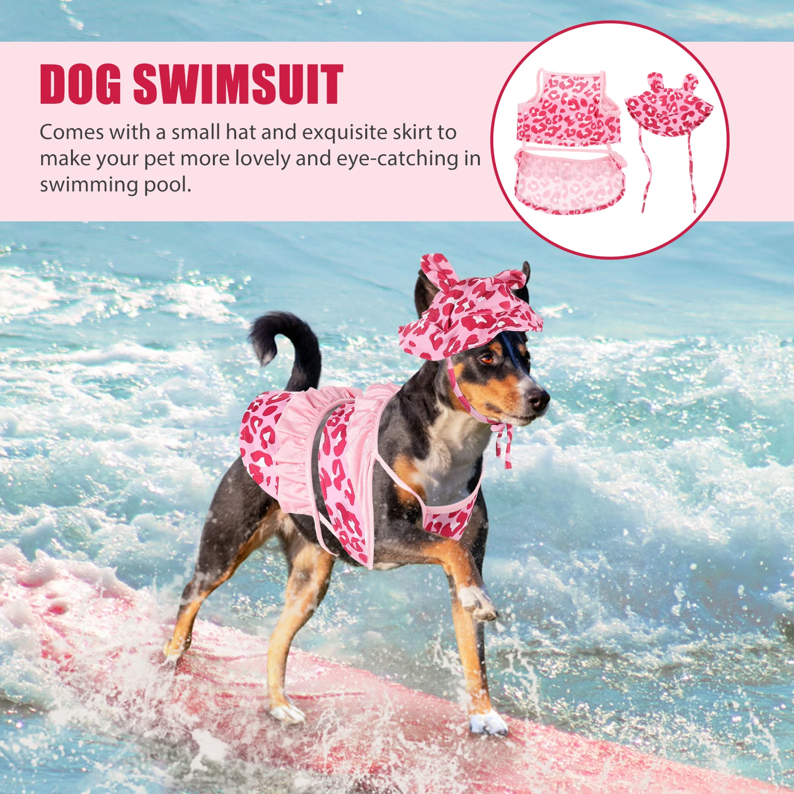 

1 Set Dog Swimsuit Pet Apparel Bichon Puppy Beach Dress Summer Clothes Lightweight Comfortable Skirt Hat Included Small Dog