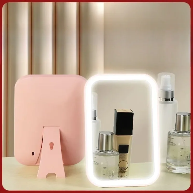 LED Touch-Screen Makeup Mirror with 3 Light Modes USB-Rechargeable Folding Vanity Mirror Portable Travel Cosmetic Mirror Women