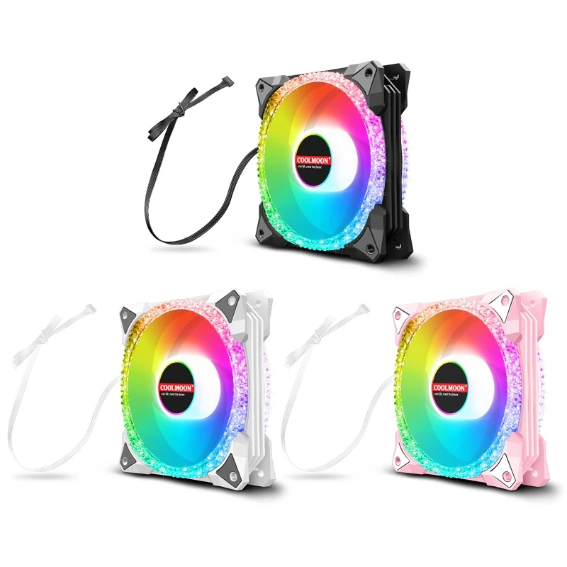 

120mm PC Fans Colorful Computer for Case Fan for Desktop Music Adjustable RGB Co