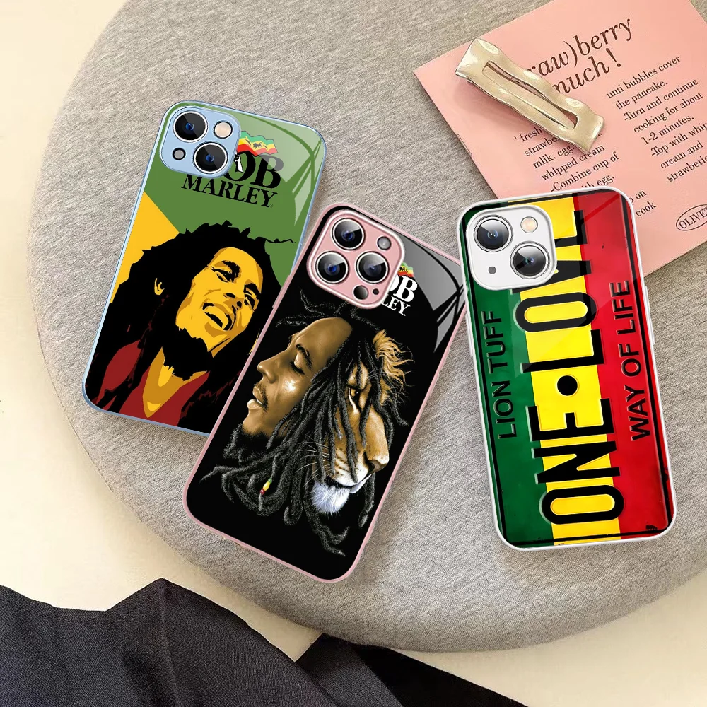 

Bob Marley Rasta Lion Phone Case Tempered Glass For iphone 14 13 12 11 Pro Mini XS MAX 14Plus X XS XR Fundas