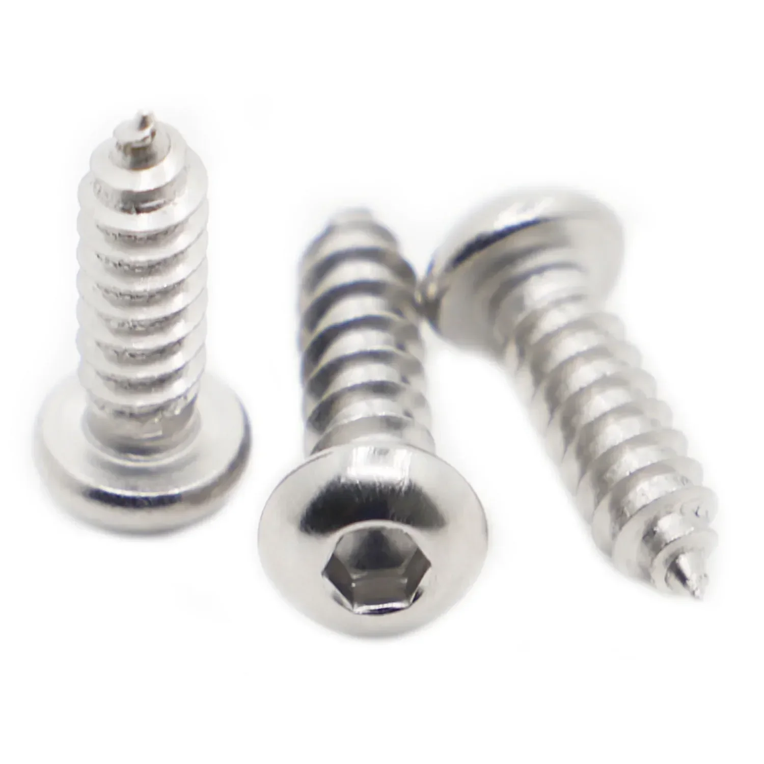 5-50pcs 304 Stainless Steel Round Pan Head Hex Socket Self Tapping Screws Wood Screw M2 M2.5 M3 M4 M5 M6