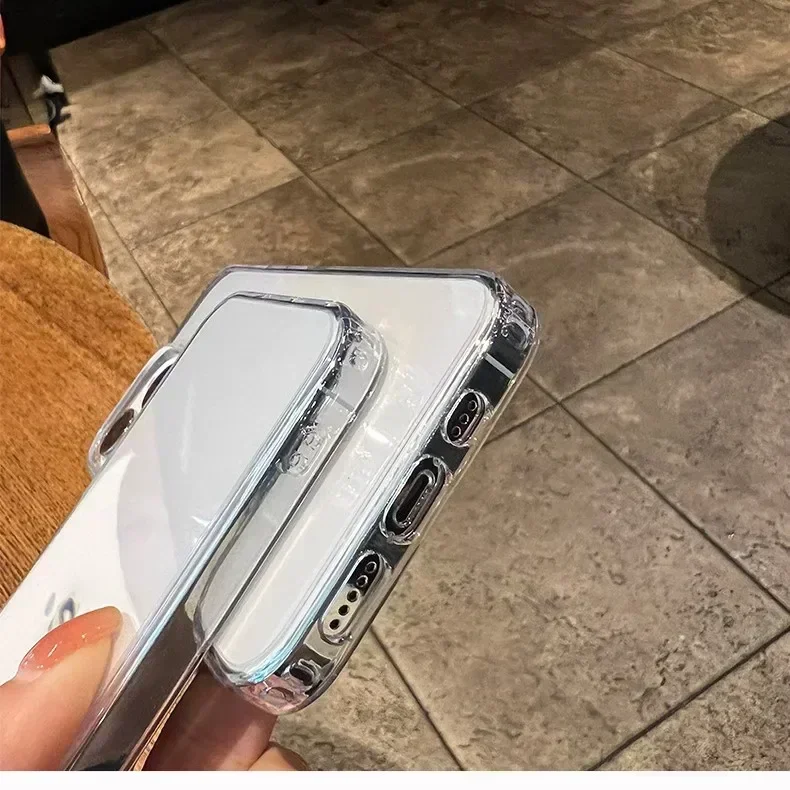 Casing ponsel akrilik lembut transparan, penutup pelindung tahan guncangan Mini untuk iPhone 15 14 13 12 11 Pro Max XS X XR 7 8 Plus