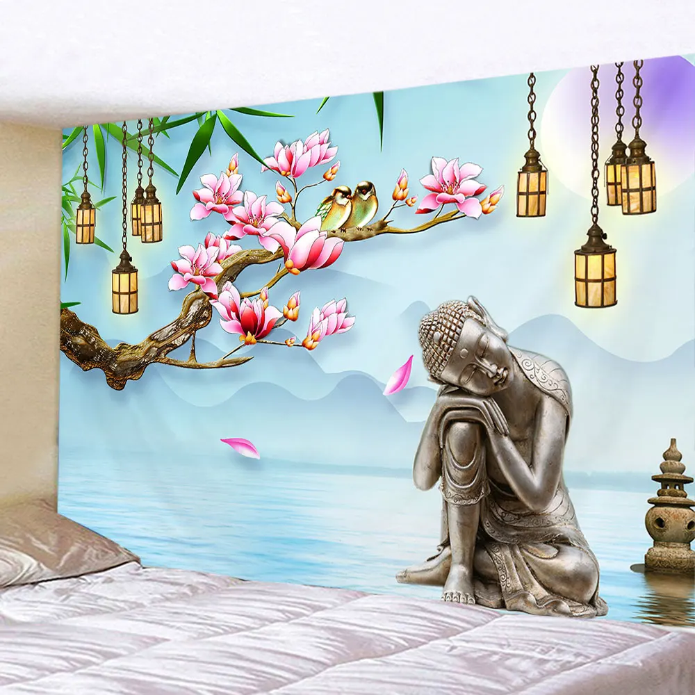 3D Religion Culture Hanging Tapestry Hippie Buddha Headboard Room Decor Psychedelic Landscape Wall Cloth Carpet