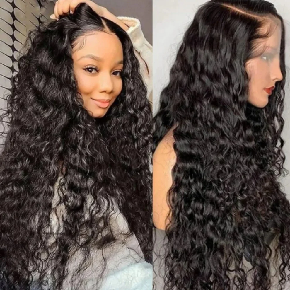 Парики Water Wave 5x5 Hd прозрачные на сетке, передние парики из человеческих волос, плотность 180%, предварительно выщипанные Детские волосы, защищенные от линий волос, 26 дюймов