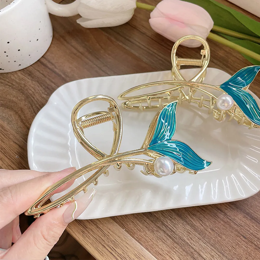 

2Pcs Mermaid Hair Claw Clips Exquisite Large Jaw Accessories Durable Stylish Modern Women Festival Daily Use Mermaid Hair Claw