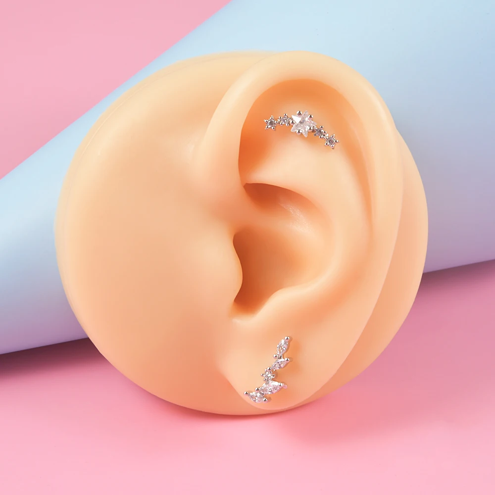 Surgical Steel Marquise CZ Leaf Shaped Stud Earring