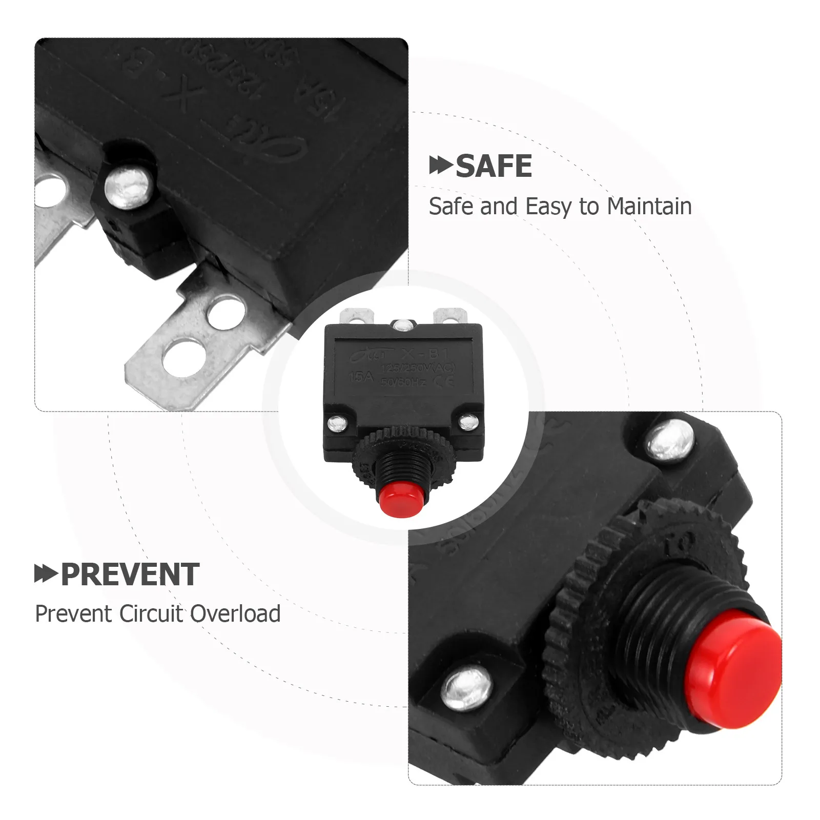 10Pcs Thermal Overload Protector Manual Reset Breaker Button Current Monitoring Circuit Protector for Home Industrial