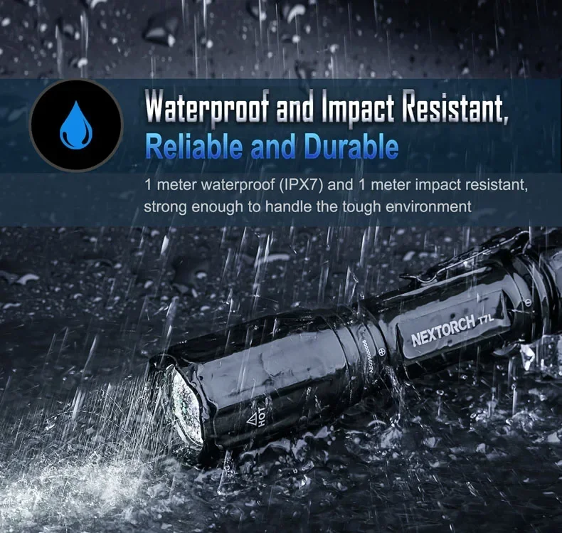 Tactical Flashlights 1100m  Long Range White  Torch NEXTORCH T7L 18650 Battery Rechargeable Waterproof for Tactical