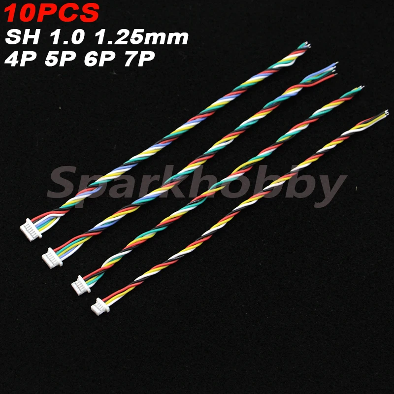 10PCS SH1.0mm 1.25mm 4/5/6/7pin Silicone FPV VTX Cable  Transmitter Camera Adapt Connecting Cable Multirotor for RC Drone Parts