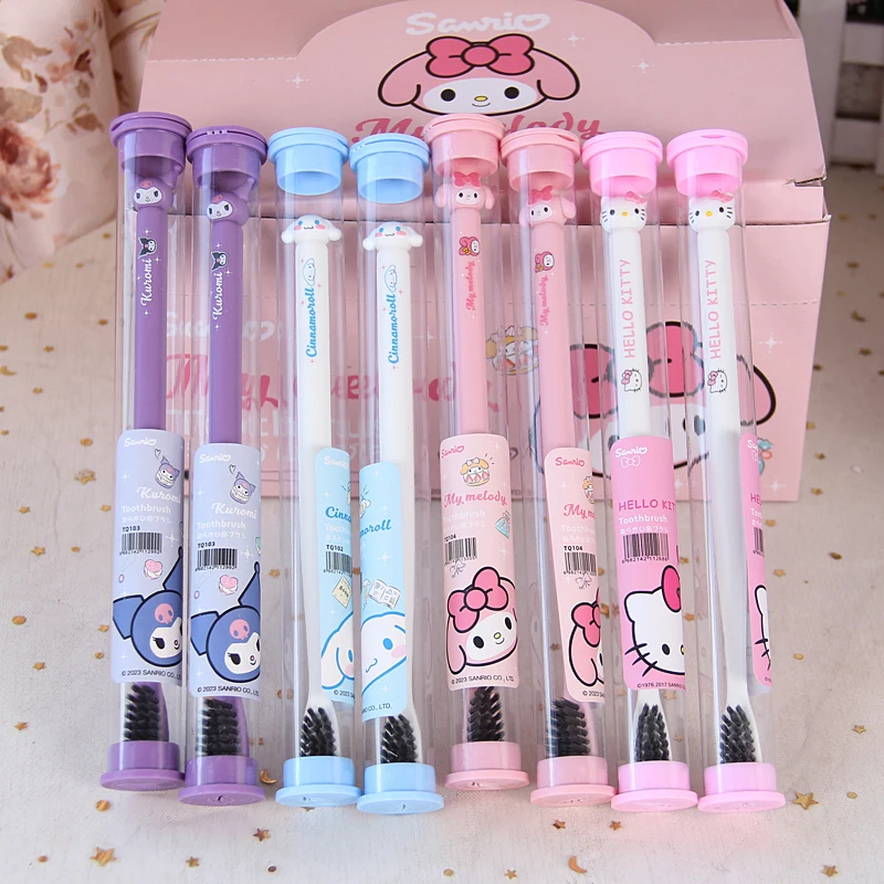 Hello Kitty Soft Toothbrush Cinnamoroll Kuromi Cartoon Student Adult Household Cleaning Toothbrush Travel Portable Child Gift