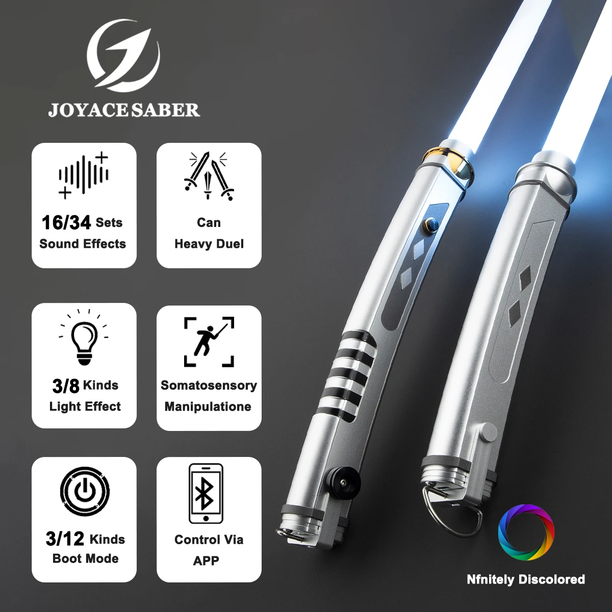 

JoyaceSaber Ahsoka Tano LightSaber Heavy Dueling Pixel Light saber Smooth Swing XenoPixel Laser Sword Cosplay RGB Luminous Toys