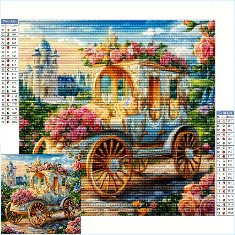 

Diamond Painting New Arrivals 2025 Carriage Decorated With Roses And Jewels Stitch Items Diamond Art Accessories Crafts Adults