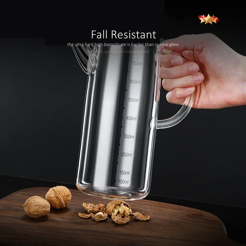 Certificated High-borosilicate Glass Oil Kettle Fall Resistant Kitchen Oiler -20~150℃ Resistant Drip-free Oil Bottle