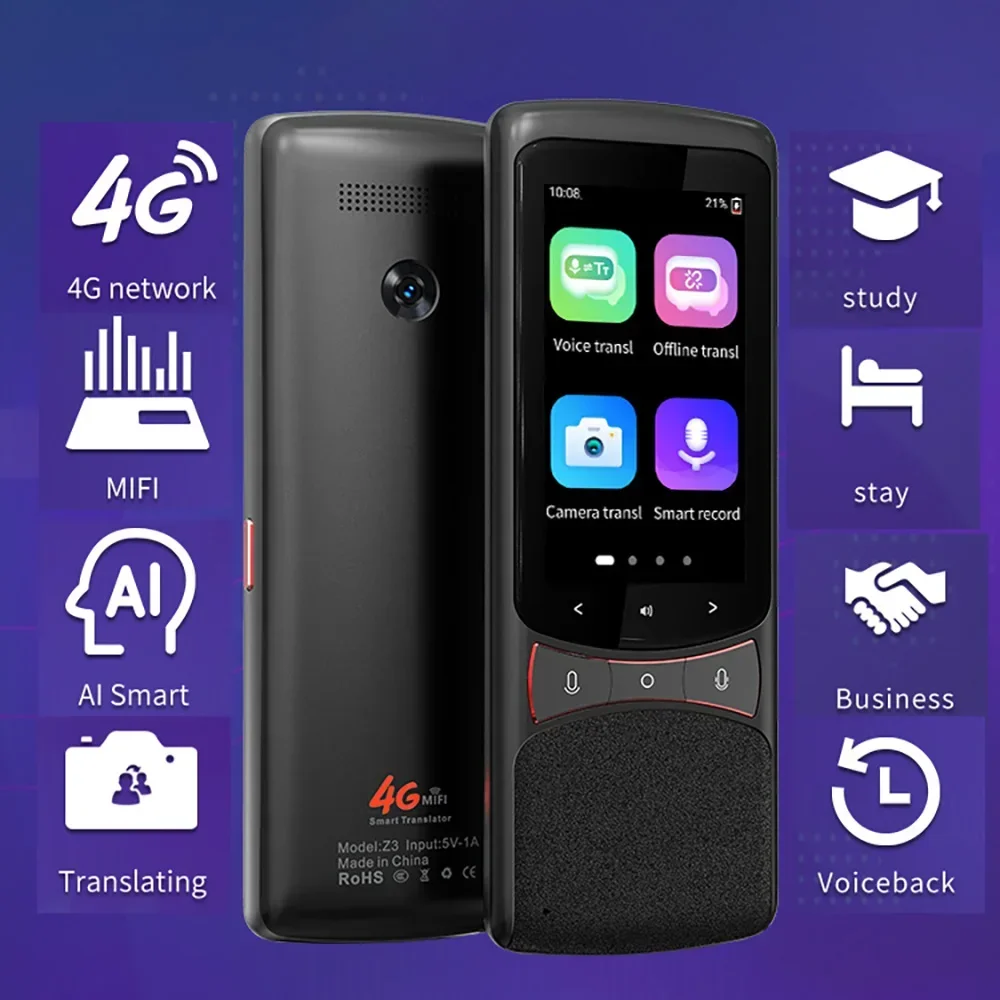 Portable Smart Recording Translator 4G Global 134 Voice Translator Pen 10 Offline Voice Translation for Business Travel Abroad