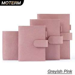 Moterm Firm Pebbled Grain Leather Greyish Pink Color Genuine Cowhide Planner Notebook Cover Diary Agenda Organizer Journey