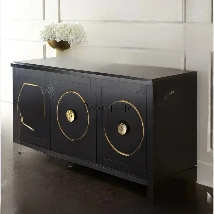 

1 American rural light luxury solid wood porch cabinet dining side cabinet classical storage cabinet living room