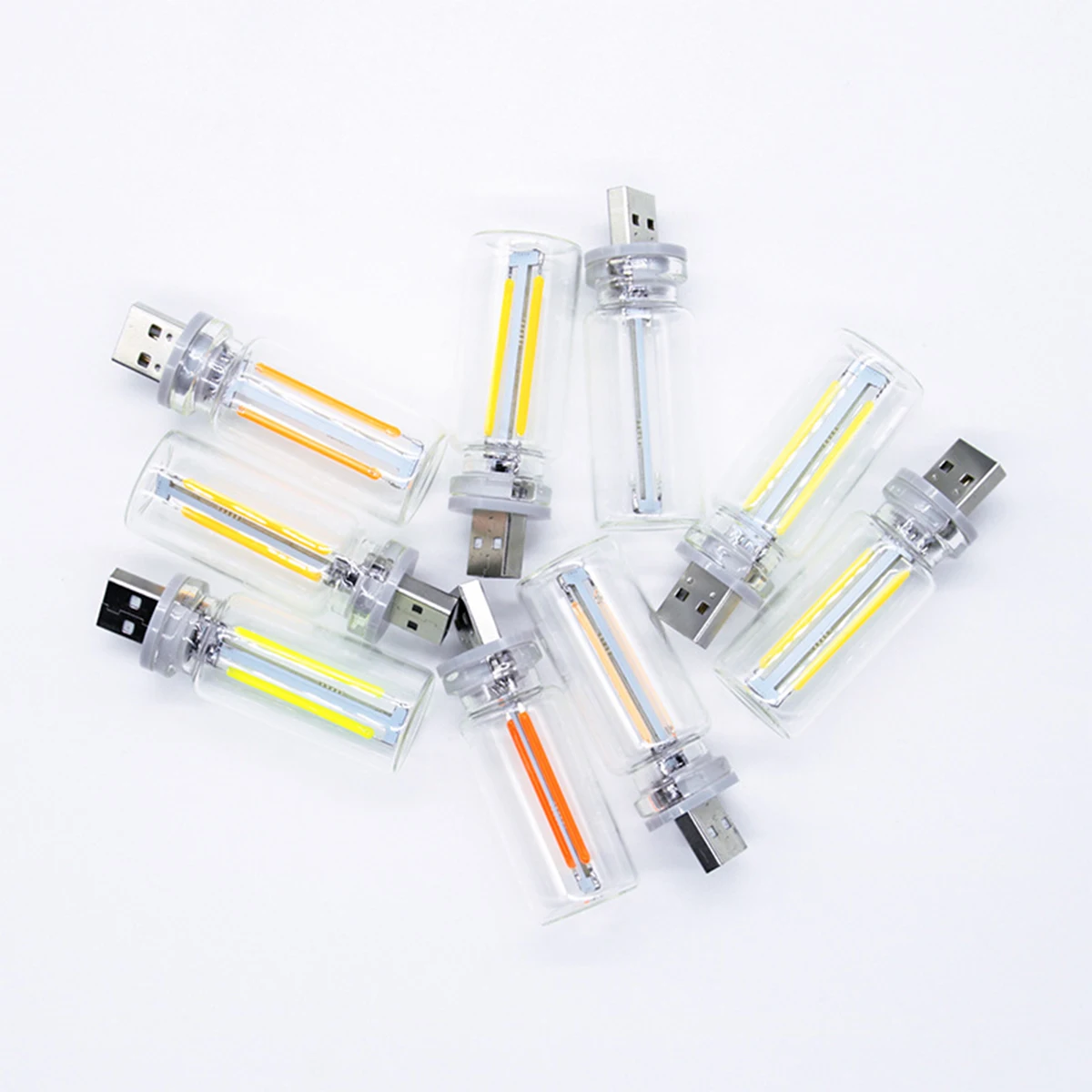 2Pcs USB Touch Dimmable Control LED Night Light Atmosphere Bulb 3000K 6000K White Lamp LED Filament Bedroom Car Decoration DIY