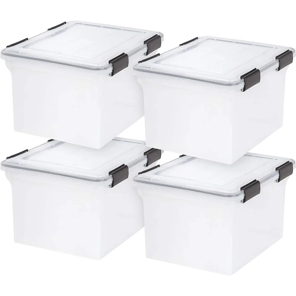 USA File Box WeatherPro File Organizer Plastic File Box for Letter/Legal File, Water Resistant Document Box, Durable Lid,