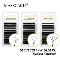 MASSCAKU W forma flor 6D/7D/8D C/D rizo 0,07mm floración automática volumen prefabricado ventiladores extensiones de pestañas Natural suave