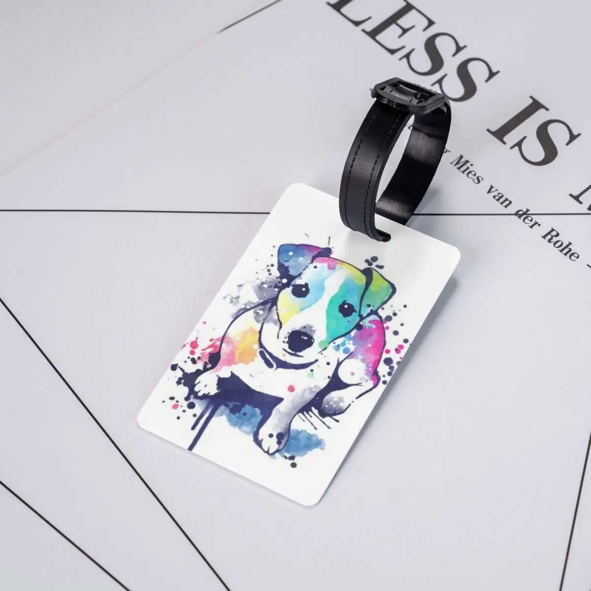 Etiquetas de equipaje de Arte de perro Jack, Etiquetas de equipaje personalizadas, cubierta de privacidad, tarjeta de identificación de nombre